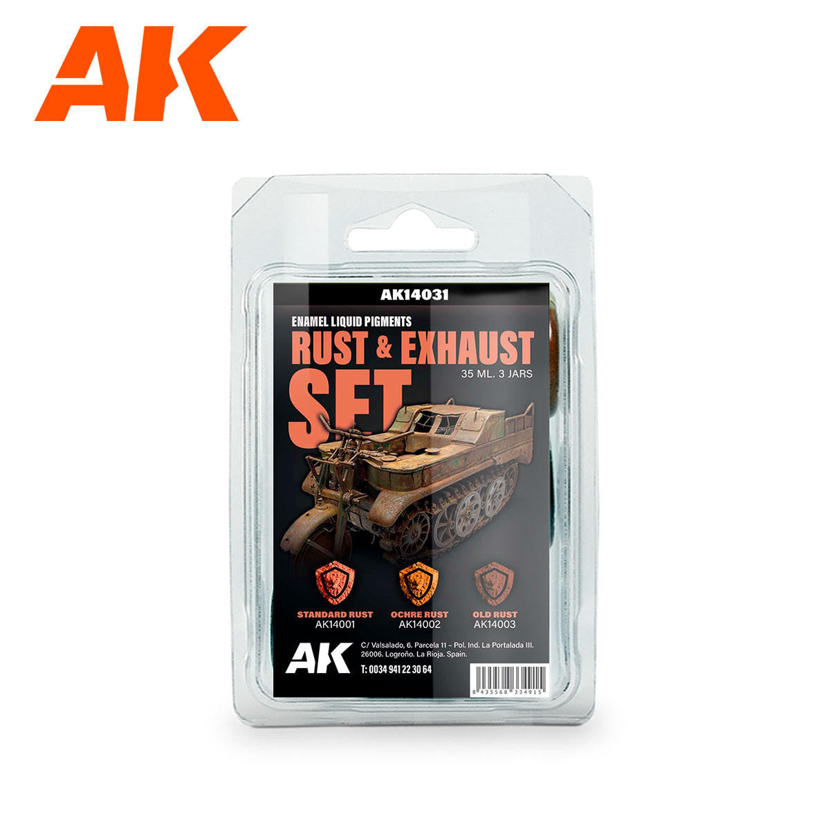 AK Interactive Enamel Liquid Pigment Rust & Exhaust Set AK14031